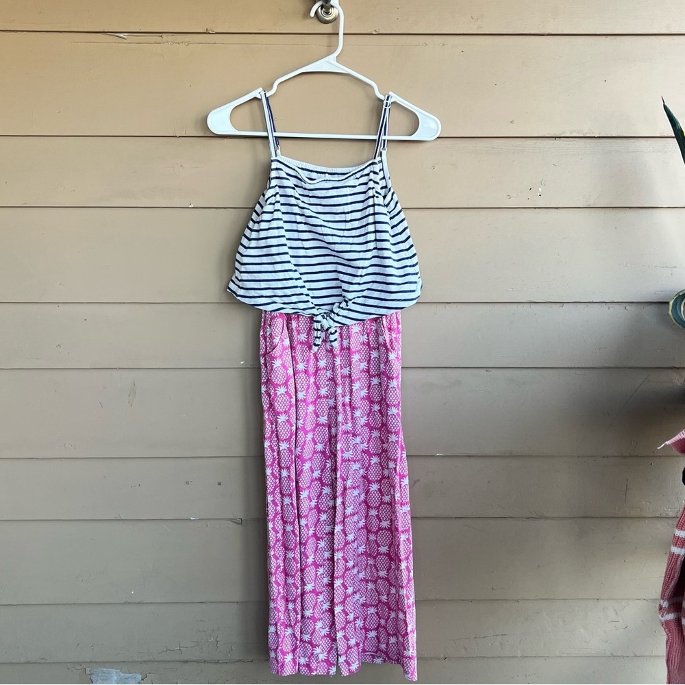 Boden Striped and Pink Pineapple Patterned Kids One Piece Size 11-12 Years